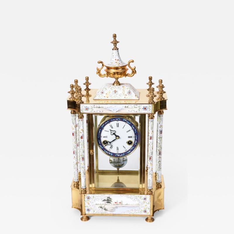 Mid 20th Century Brass Frame Mantel Clock