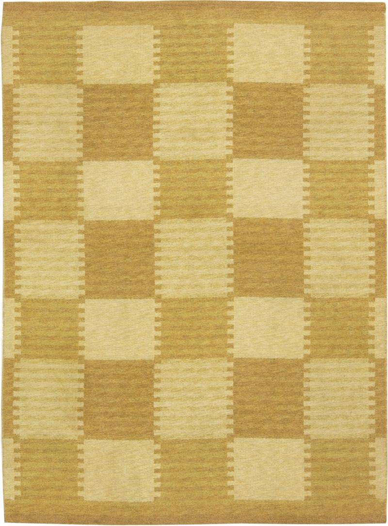 Mid 20th Century Double Sided Mustard Yellow Swedish Flat Weave Wool Rug