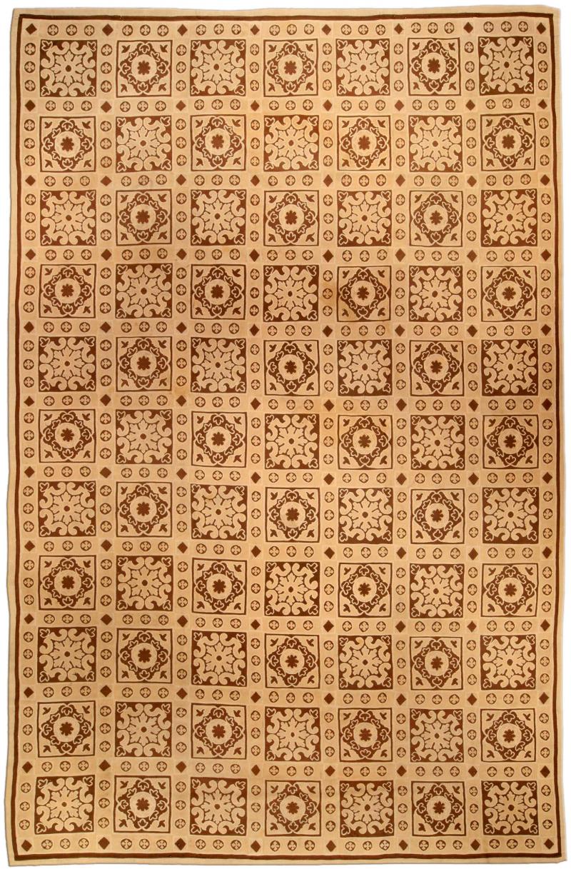 Mid 20th Century French Aubusson Camel Brown and Beige Carpet
