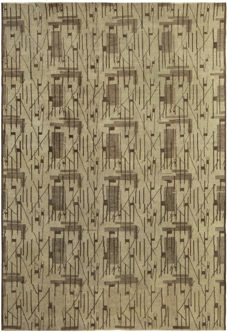 Mid 20th Century Geometric European Rug in Neutral Colors