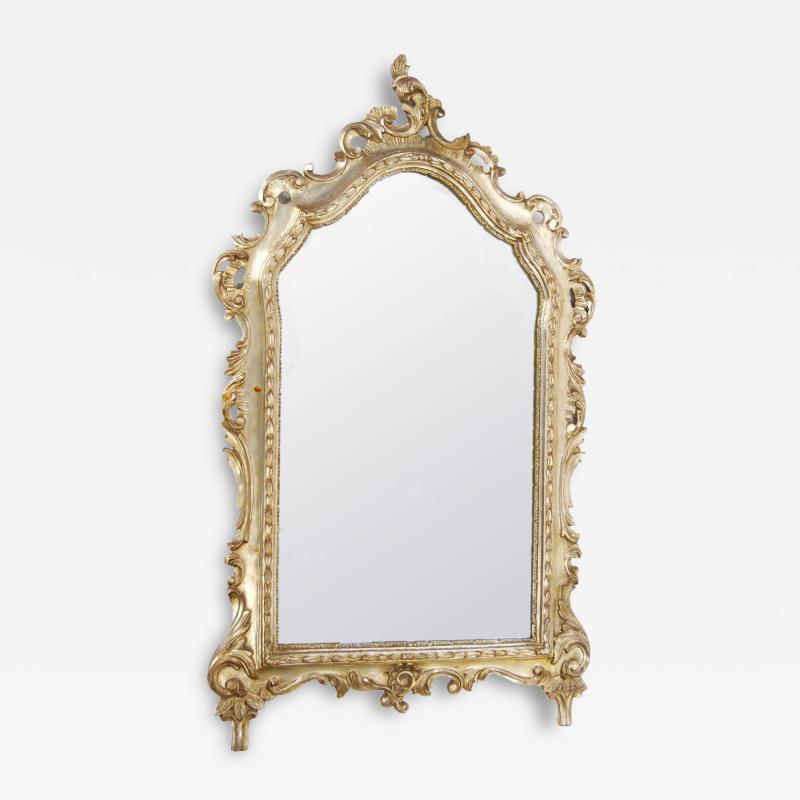Mid 20th Century Italian Rococo Style Carved Giltwood Wall Mirror