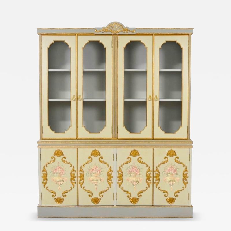 Mid 20th Century Louis XVI Style Italian Hand Painted China Cabinet