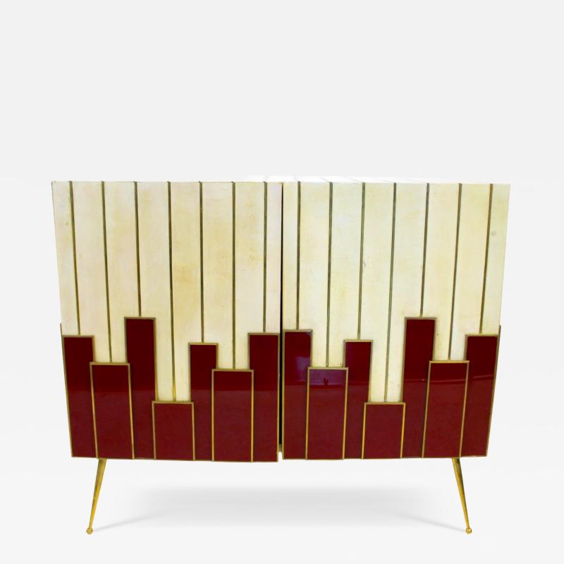 Mid 20th Century Modern Art Deco Style Italian Painted Server Cabinet
