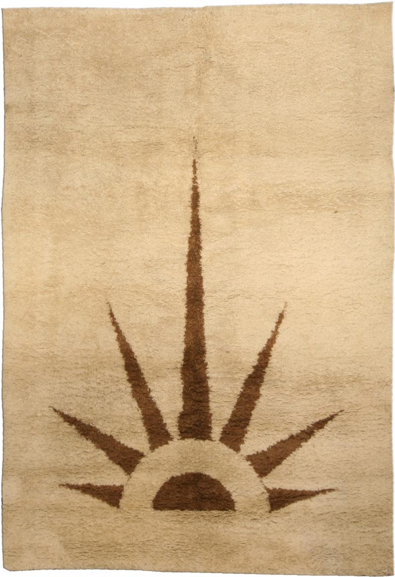 Mid 20th Century Moroccan Art Deco Design Natural Undyed Wool Rug