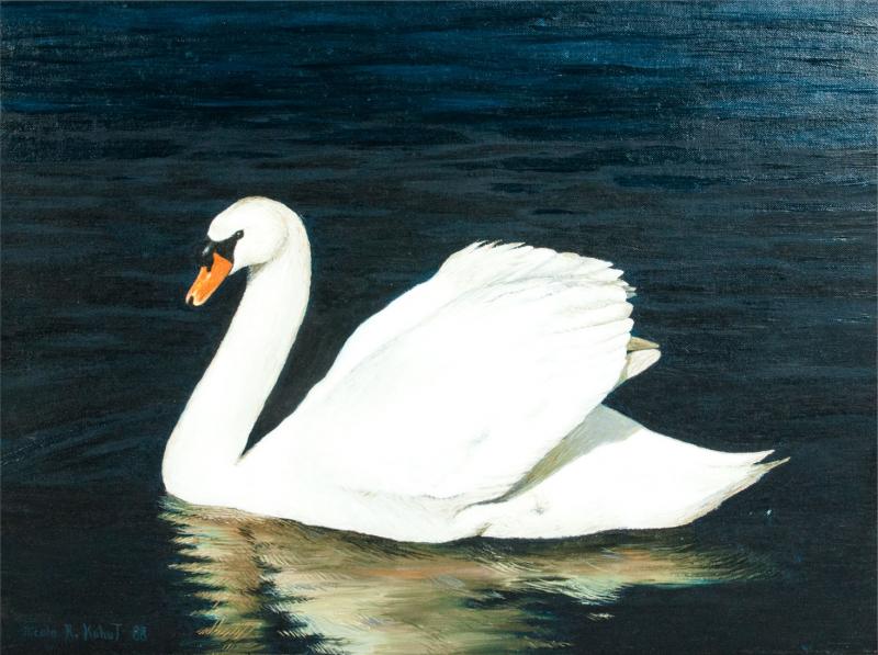 Mid 20th Century Oil Canvas Wildlife Painting