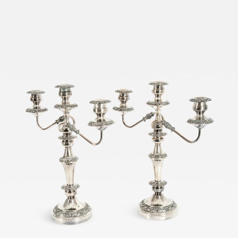 Mid 20th Century Pair Plated Candelabras