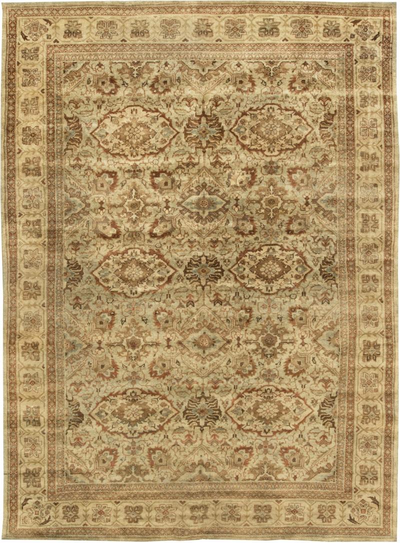 Mid 20th Century Persian Sultanabad Botanic Brown Handmade Wool Carpet