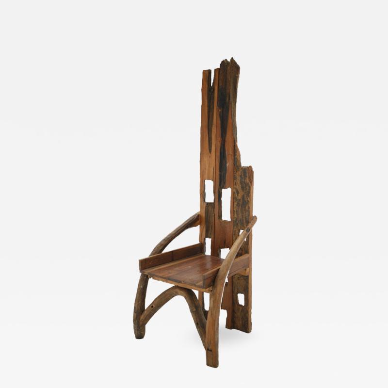 Mid 20th Century Sculptural Olive Wood and Walnut Chair France 1940s