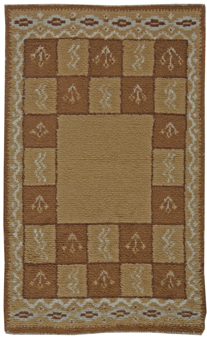 Mid 20th Century Swedish Beige and Brown Handmade Wool Rug