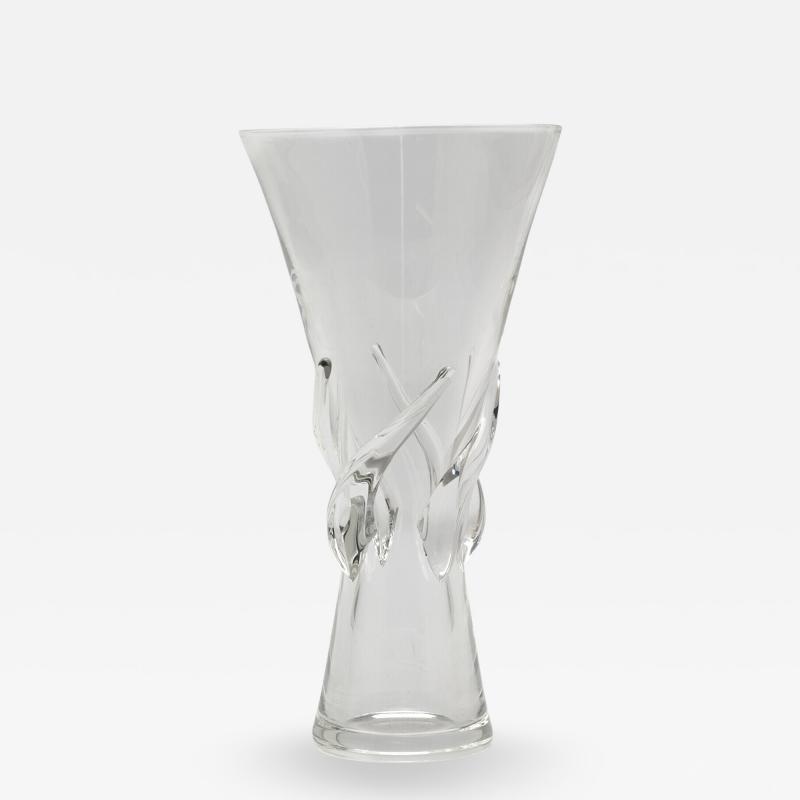 Mid 20th Century Tableware Steuben Blown Glass Vase with Spiral Ribs