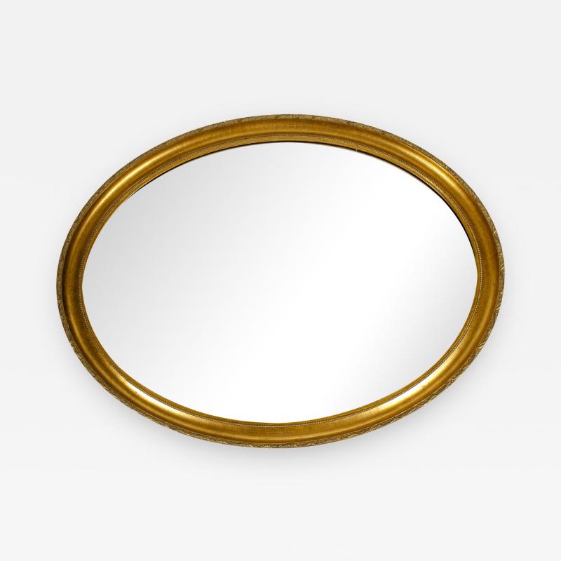 Mid 20th Century Wood Frame Oval Hanging Mirror