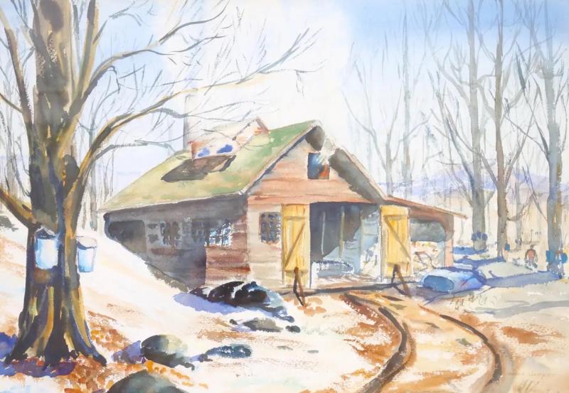 Mid 20th Century Wood Frame Water Color