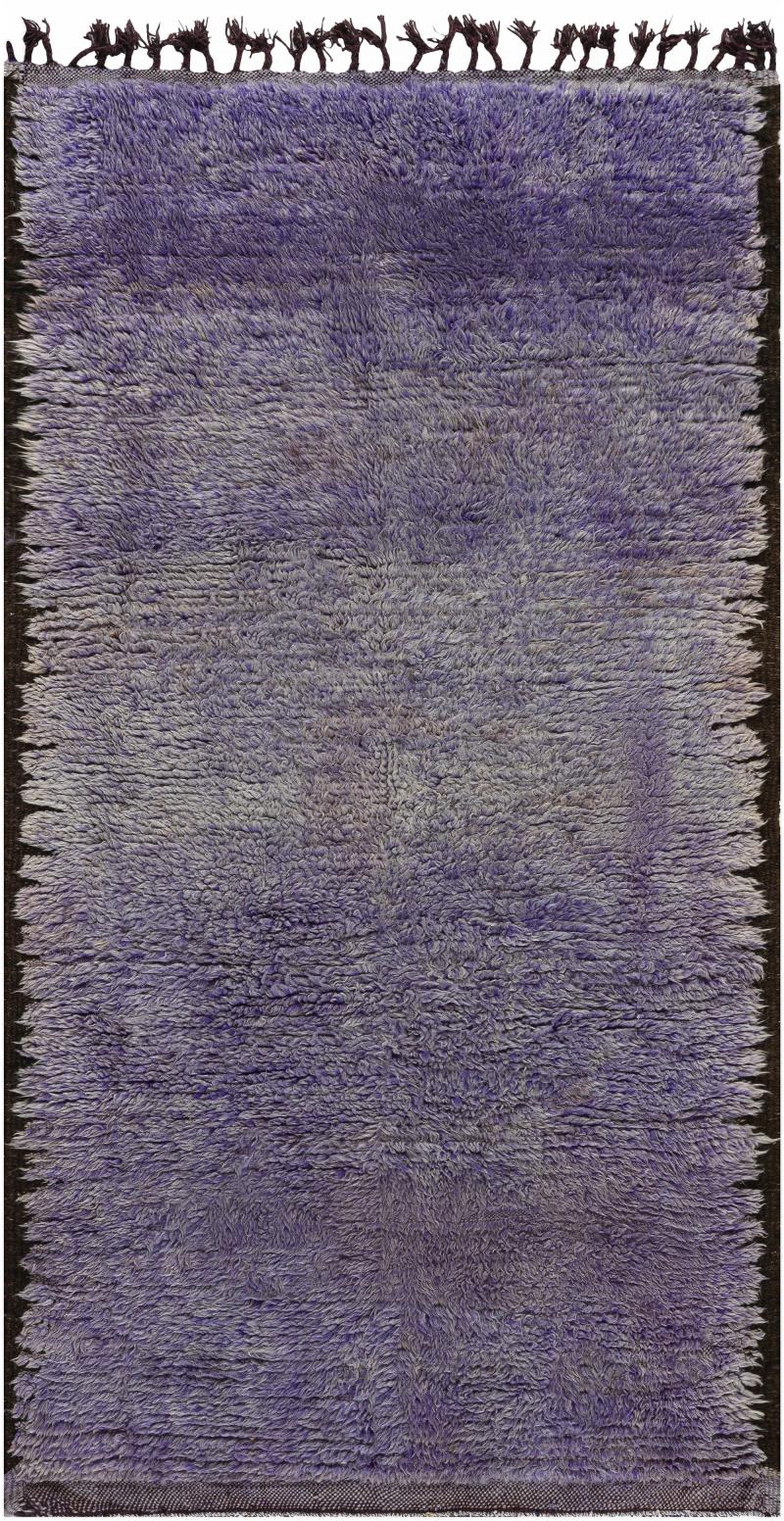 Mid 20th century Moroccan Solid Purple Handwoven Wool Rug