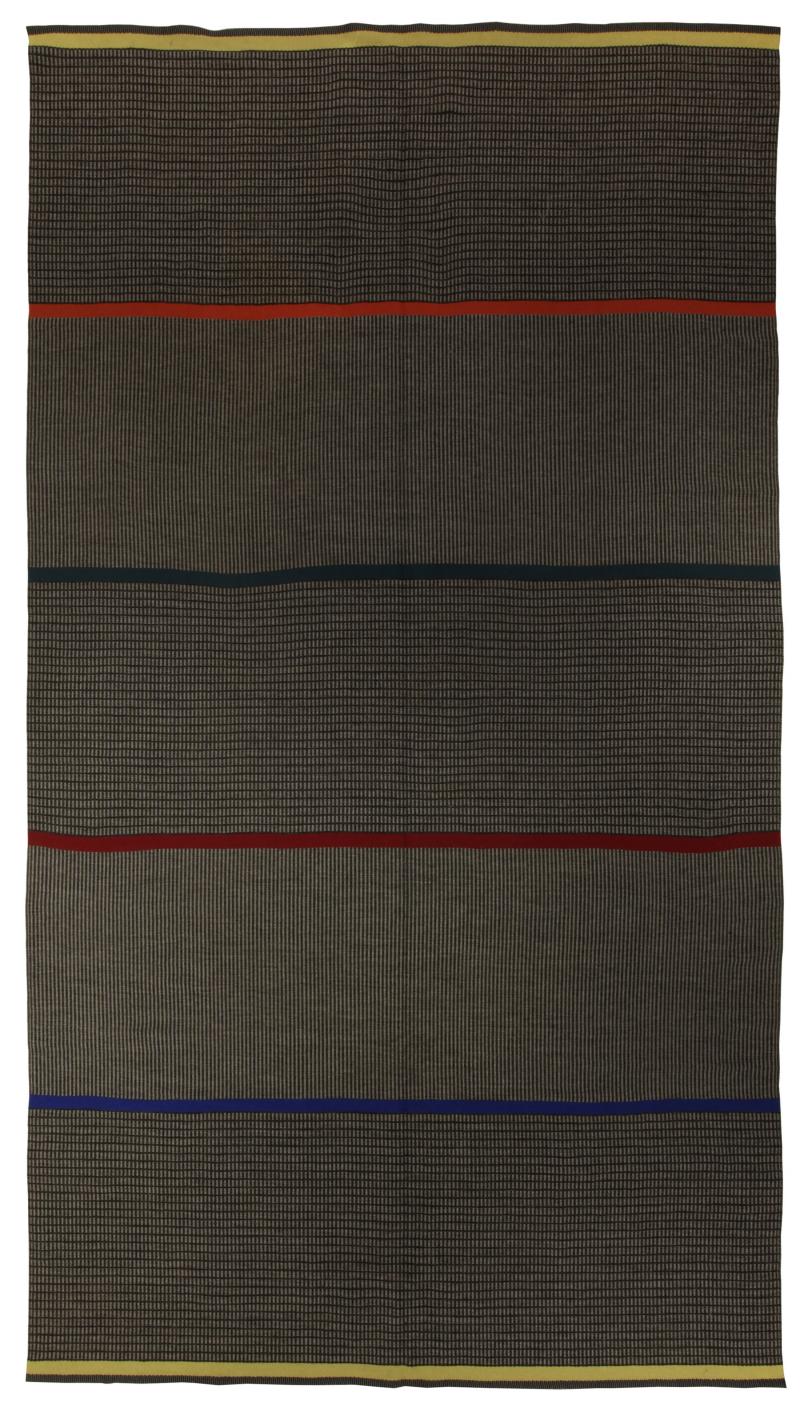 Mid 20th century Striped Gray Swedish Flat Weave Rug by Lagerhem Ullberg