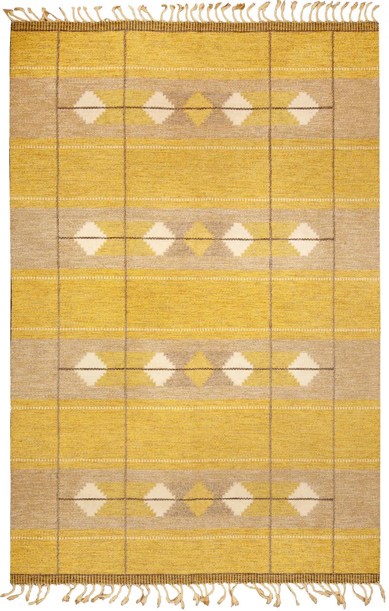Mid 20th century Swedish Yellow Flat Weave Wool Rug