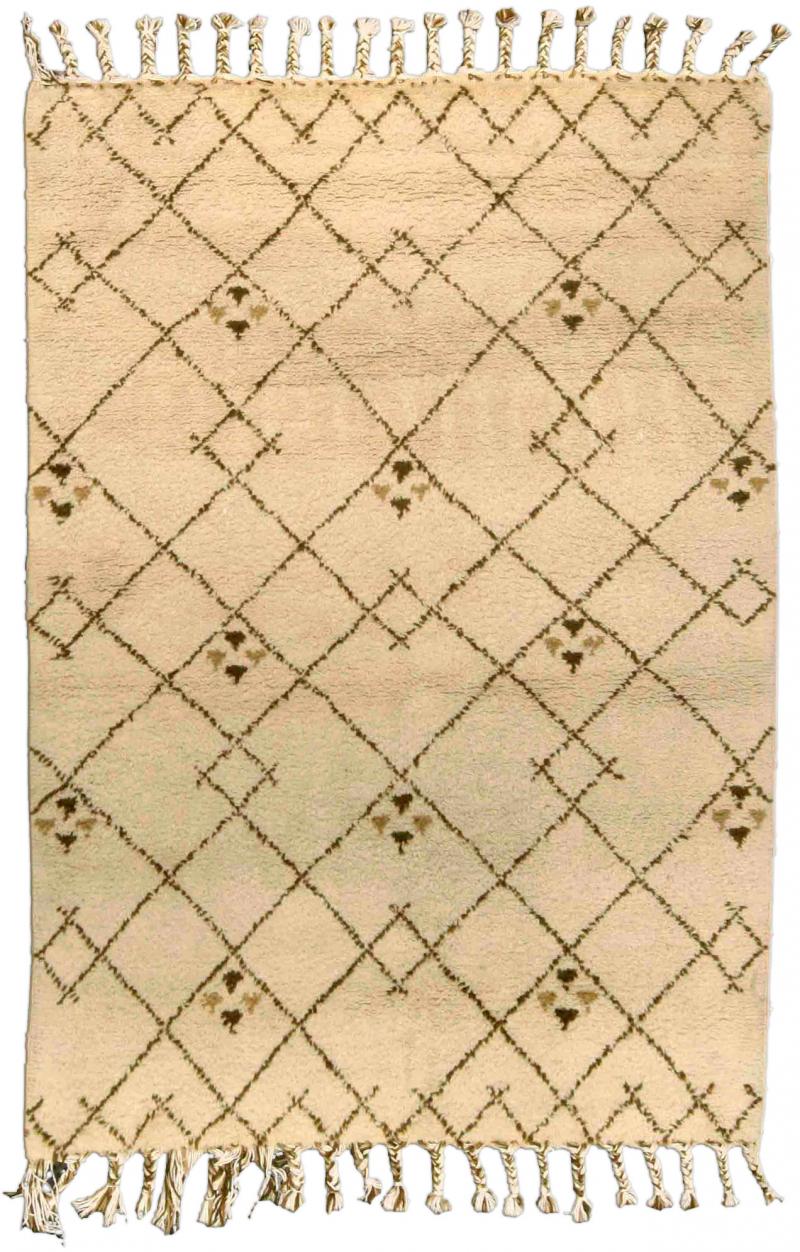 Mid 20th century Tribal Moroccan Geometric Design Hand Knotted Wool Rug