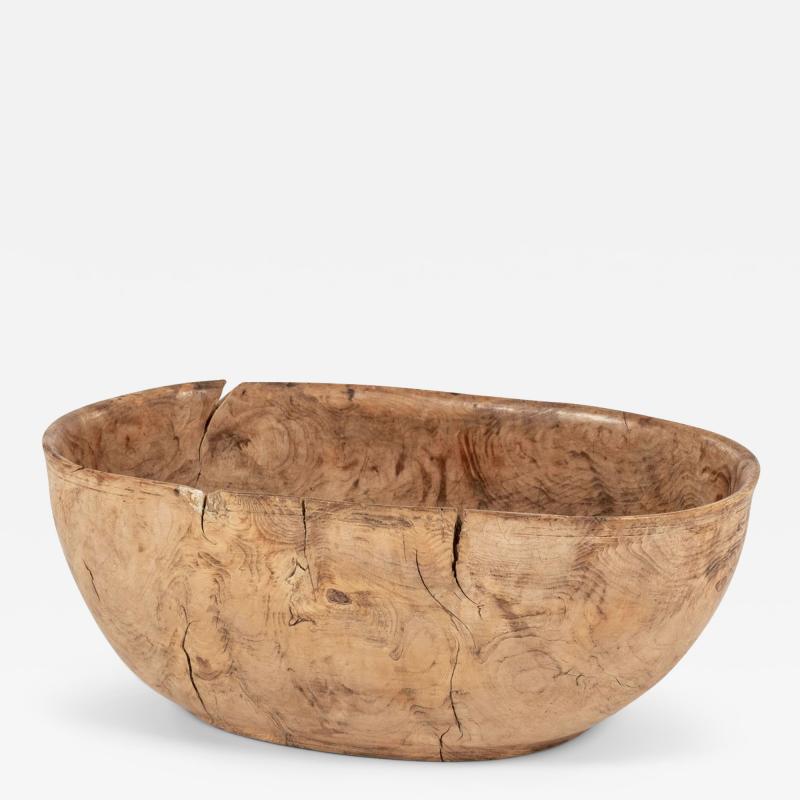 Mid Brown Gorgeous Oval Shaped Swedish Burl Root Wood Bowl