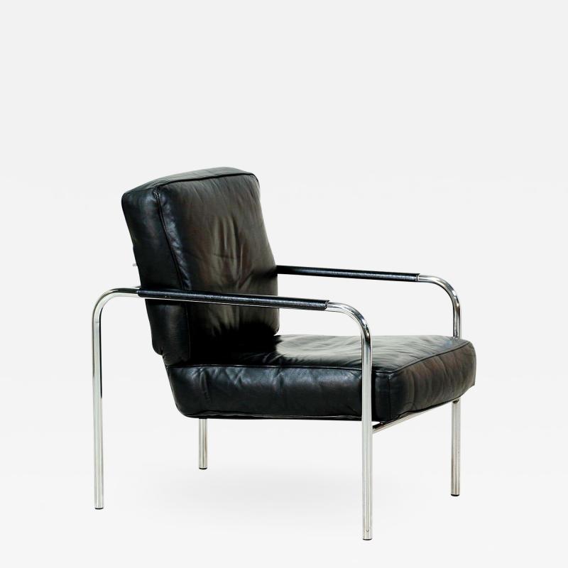 Mid Century Adjustable Chrome Leather Lounge Chair