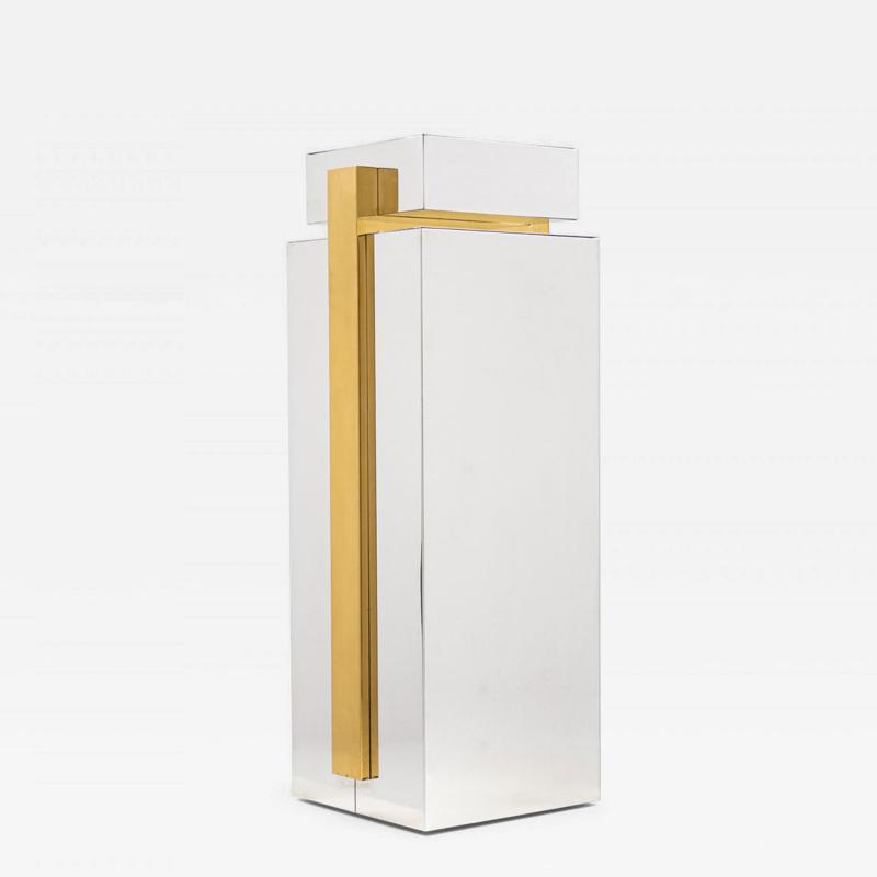 Mid Century American Stainless Steel and Brass Display Pedestal