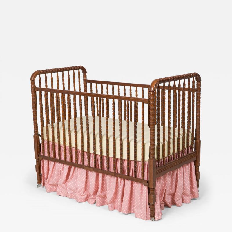Mid Century American Turned Spindle Lacquered Wood Baby Crib