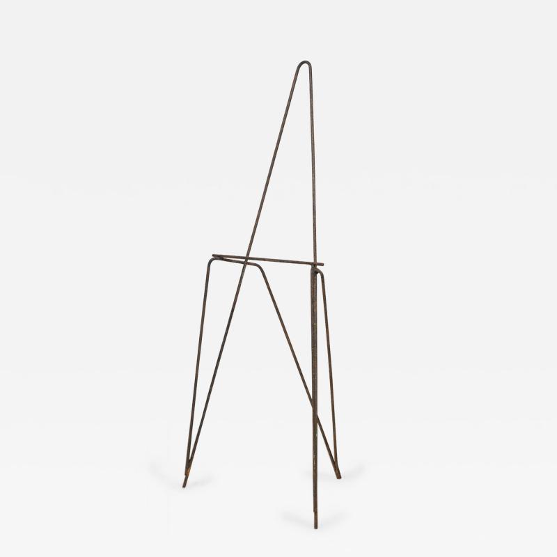 Mid Century American Wrought Iron Minimalist Tripod Easel