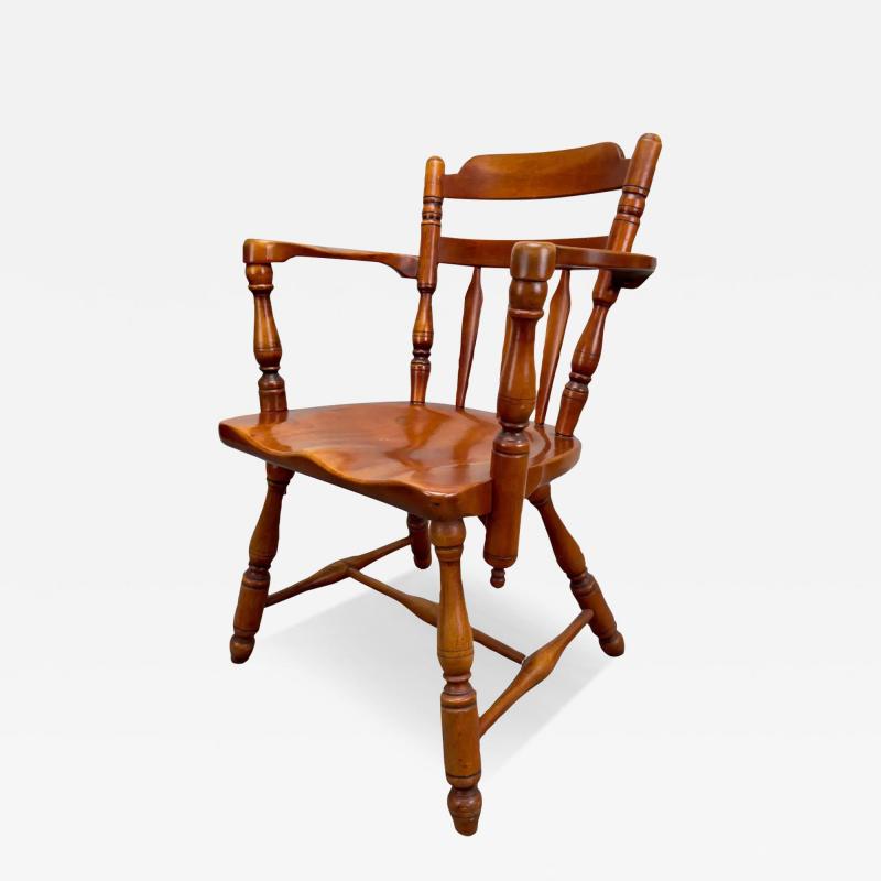 Mid Century Americana Maple Wood Carved Chair Armchair