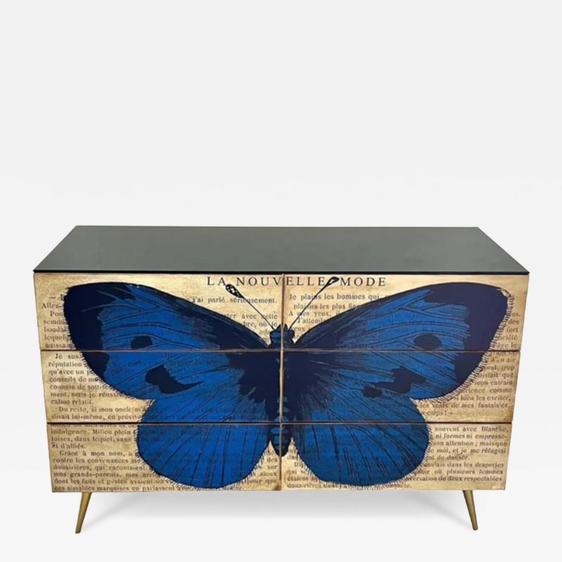 Mid Century Art Deco Style Italian Handcrafted Pop Art Six Drawer Chest Cabinet