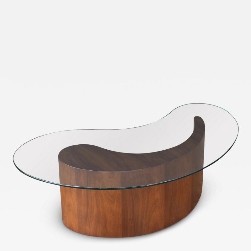 Mid Century Biomorphic Shaped Coffee Table with Glass Top
