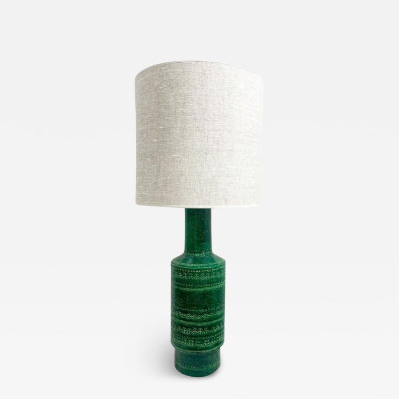 Mid Century Bitossi Ceramic Green Table Lamp Italy 1960s