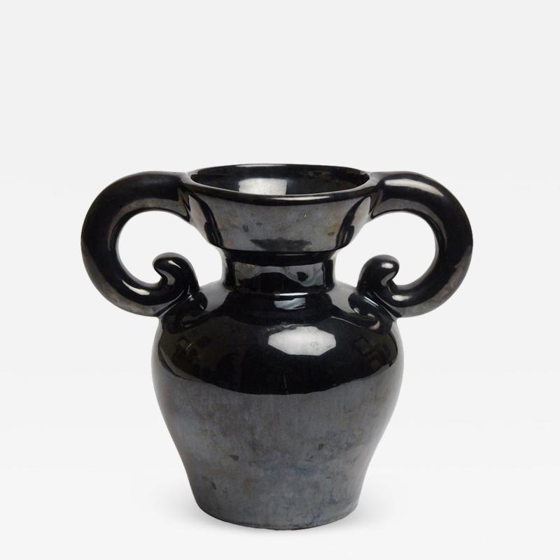 Mid Century Black Ceramic Vase