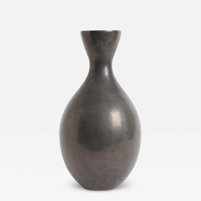 Mid Century Black Ceramic Vase