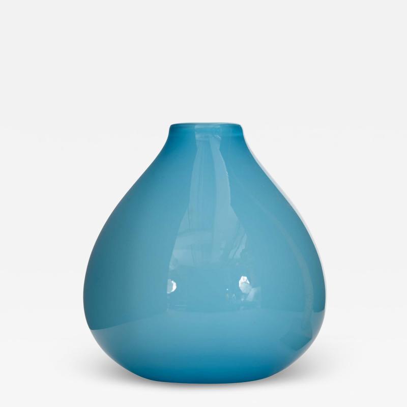 Mid Century Blue Glass Bud Vase