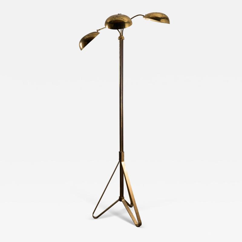 Mid Century Brass Floor Lamp with Three Adjustable Shades 1950s