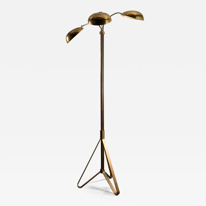 Mid Century Brass Floor Lamp with Three Adjustable Shades 1950s