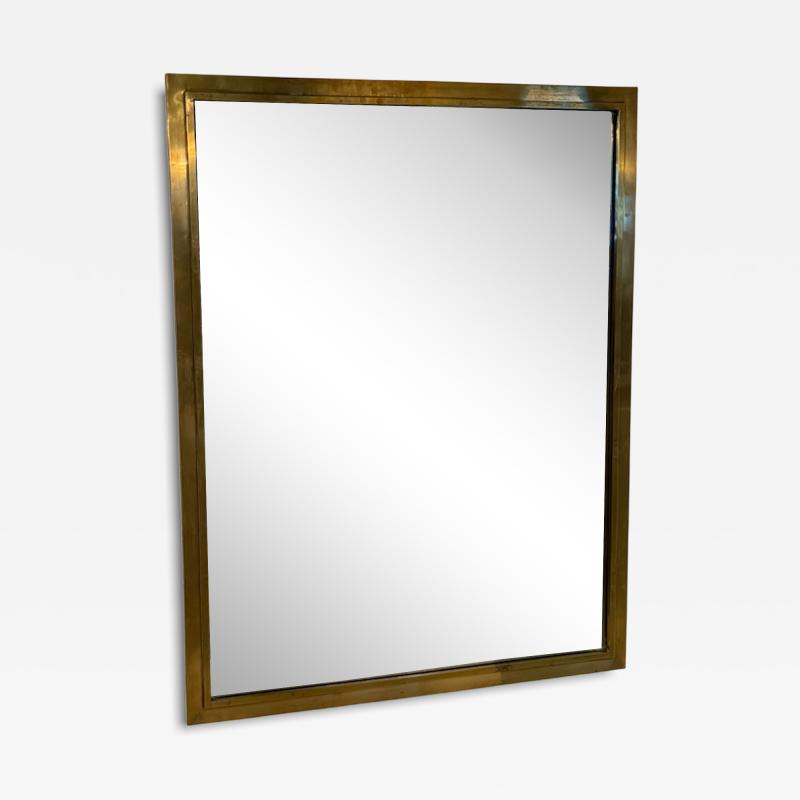Mid Century Brass Framed Wall Mirror Italy 1950s