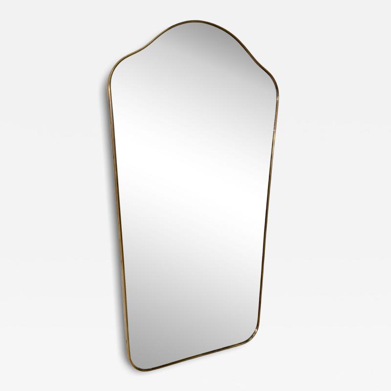Mid Century Brass Framed Wall Mirror with Curved Silhouette 1960s