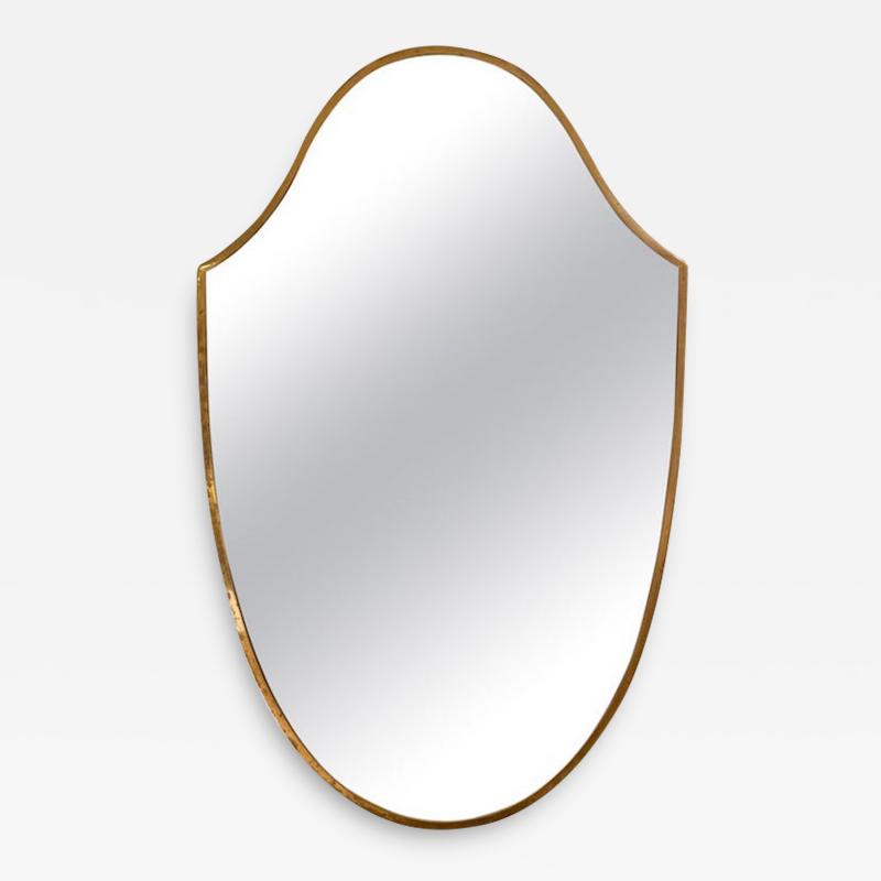 Mid Century Brass Shield Mirror