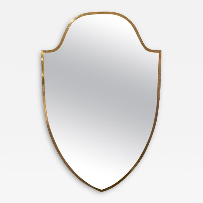 Mid Century Brass Shield Mirror