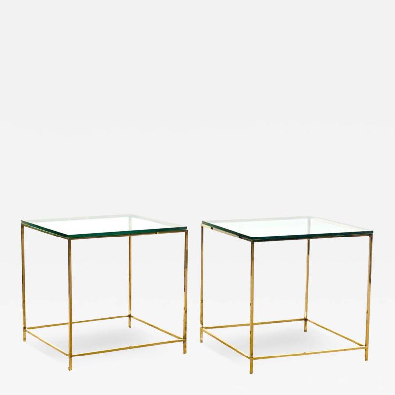 Mid Century Brass and Glass Side End Tables 1960
