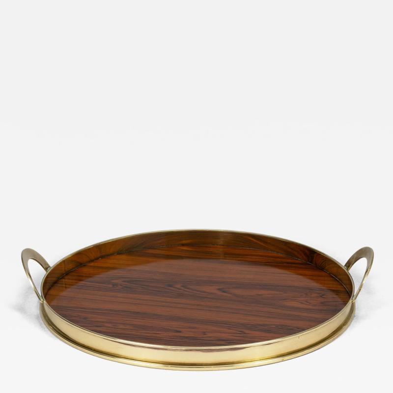 Mid Century Brass and Wood Tray