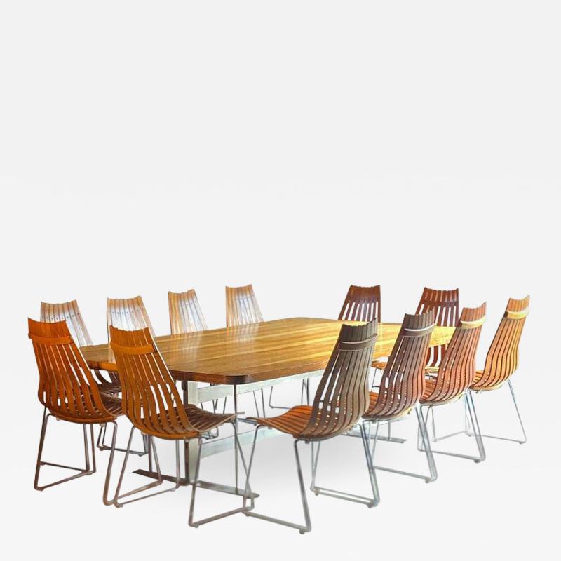 Mid Century Brazilian Rosewood Conference Dining Table 12 Scandia Chairs