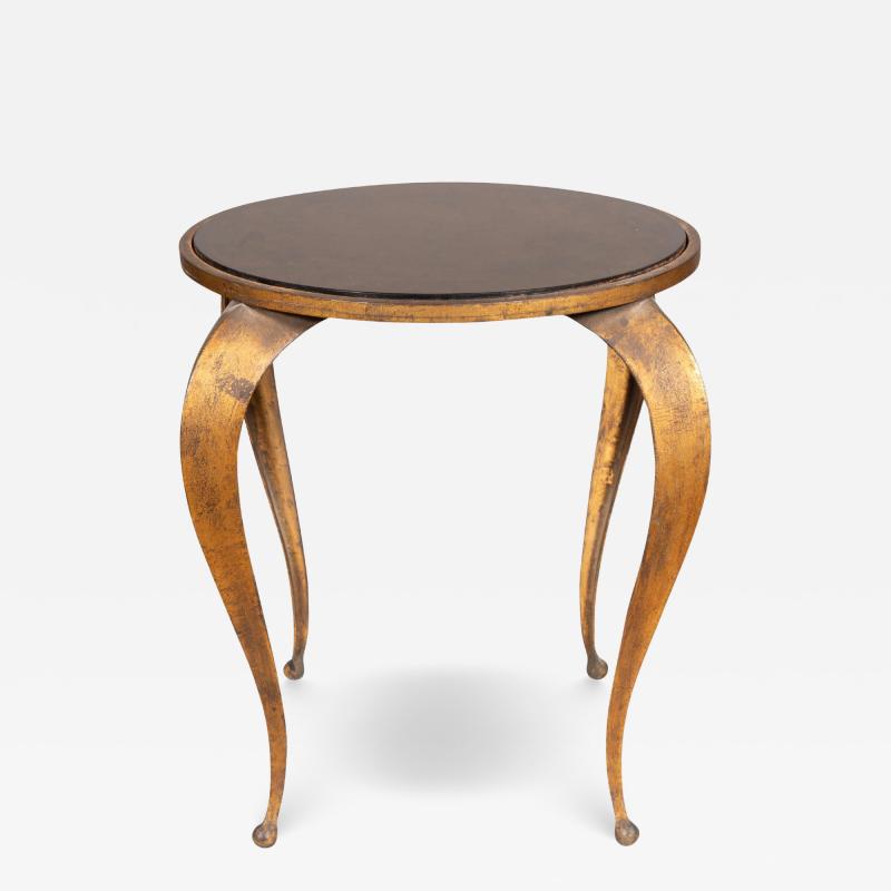 Mid Century Bronzed Metal And Faux Tortoise Table