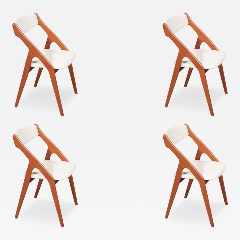 Mid Century Canadian Modern Sculpted Teak Tweed Dining Chairs
