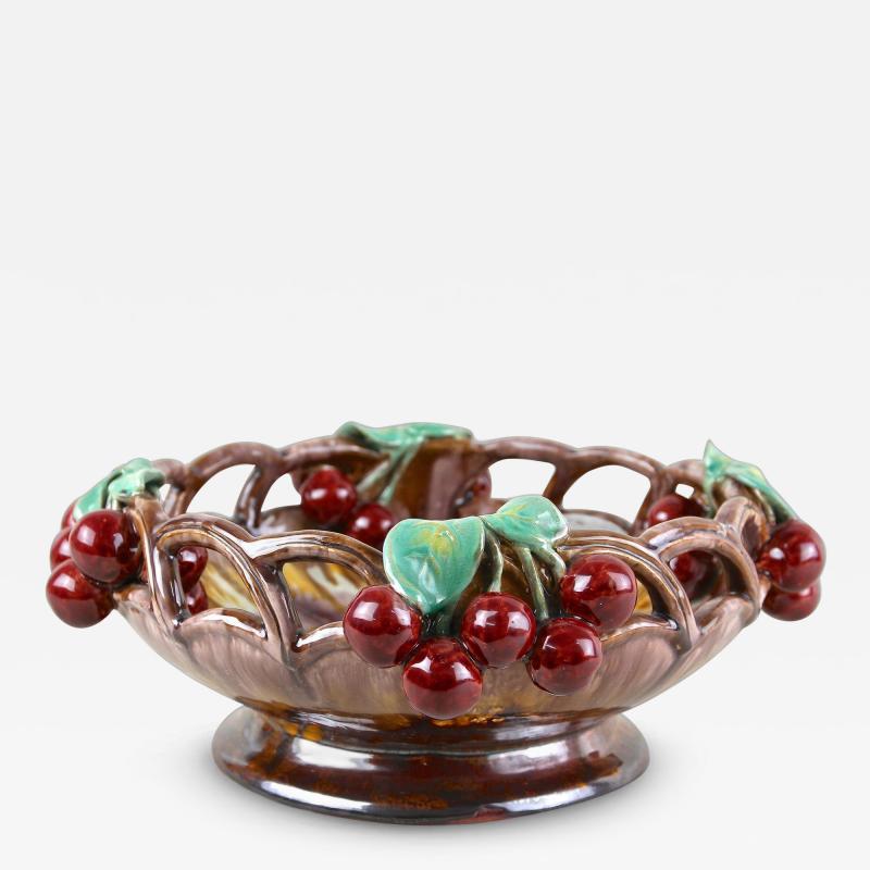 Mid Century Ceramic Bowl With Cherries by St Peter Ceramic AT ca 1960