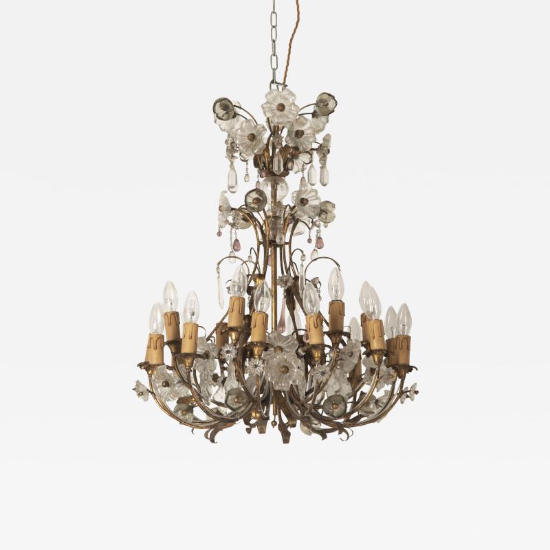 Mid Century Chandelier with Gilt Frame