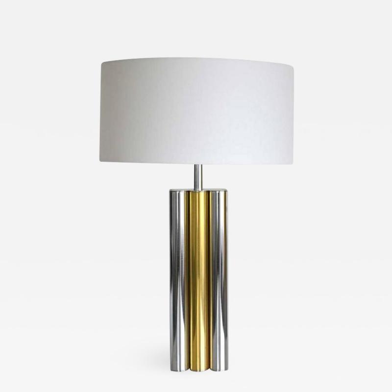 Mid Century Chrome and Brass Table Lamp