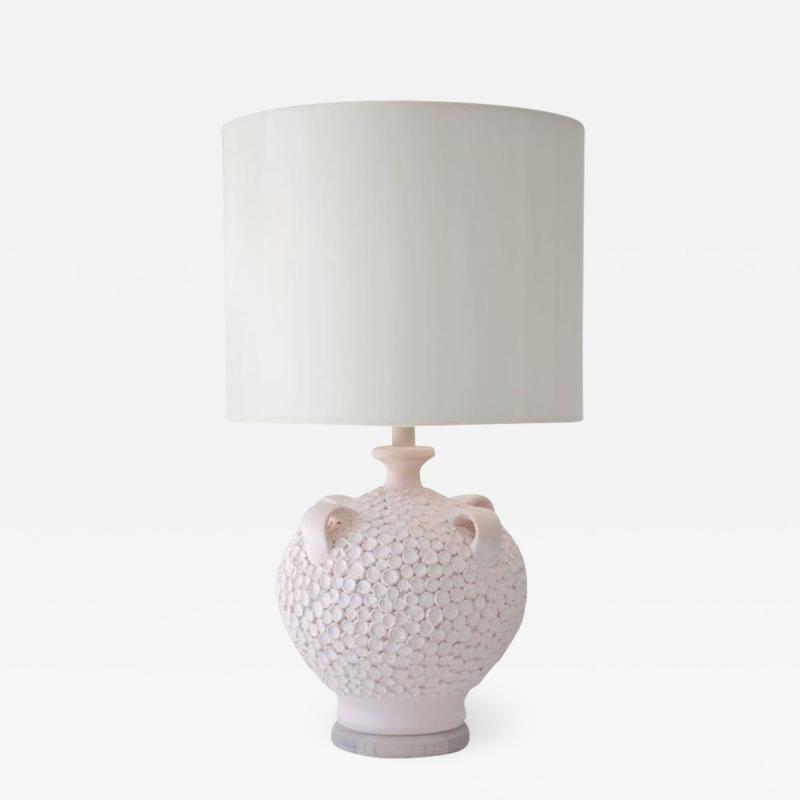 Mid Century Coral Glazed Ceramic Jar Form Table Lamp