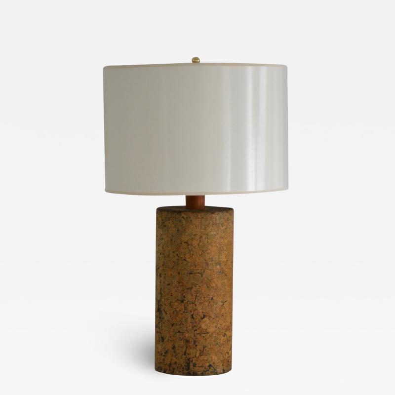 Mid Century Cylindrical Form Cork Table Lamp