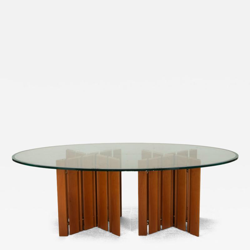 Mid Century Danish Dining Table with Glass Top