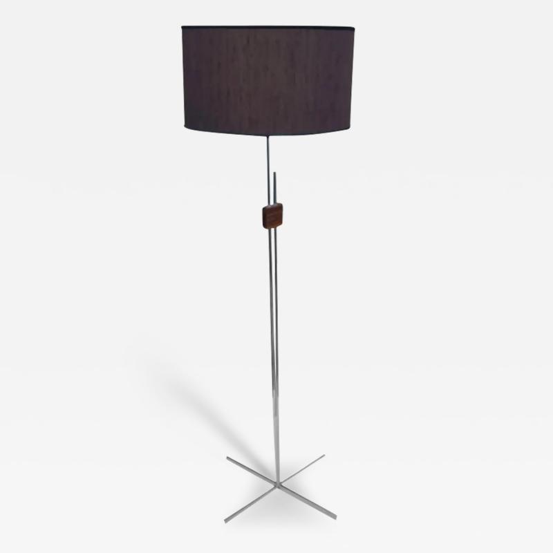 Mid Century Danish Modern Adjustable Height Floor Lamp in Rosewood Chrome